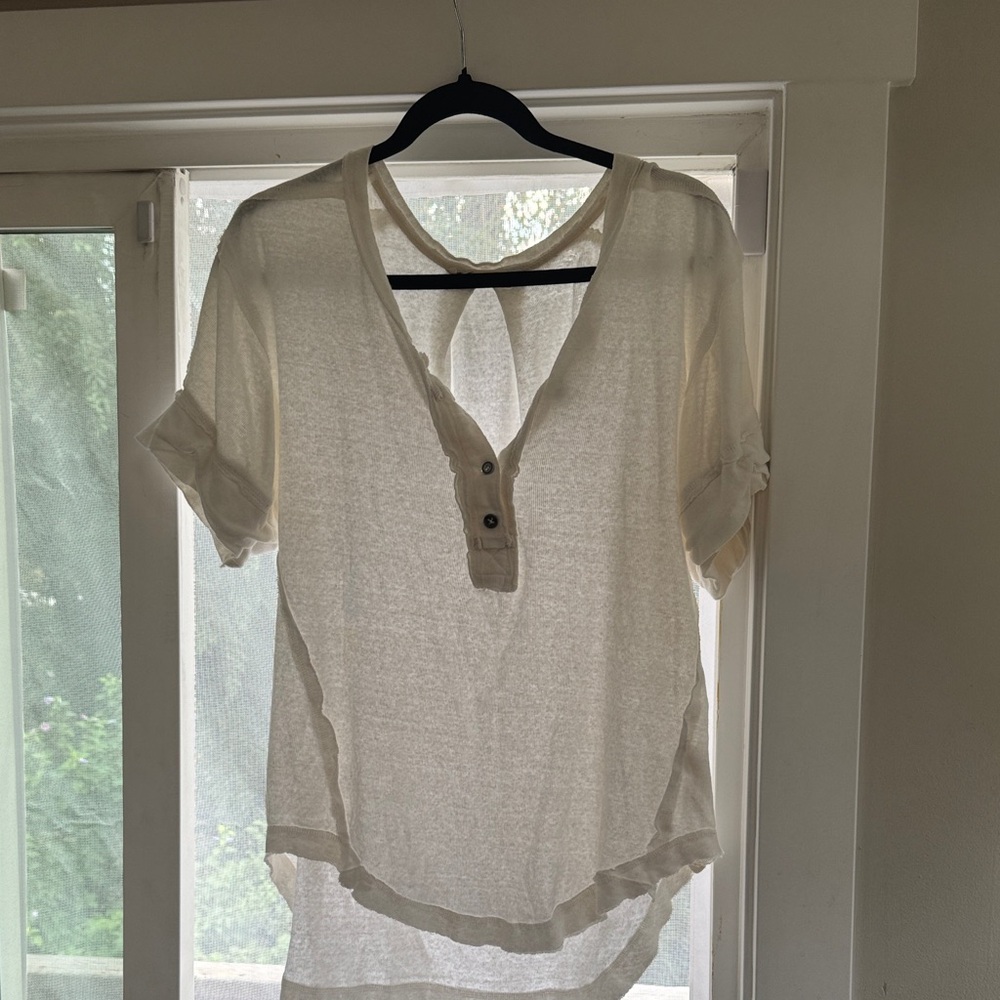 We The Free Cream Button-Up Blouse